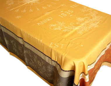 French Jacquard tablecloth, Teflon (Carpediem. yellow) - Click Image to Close